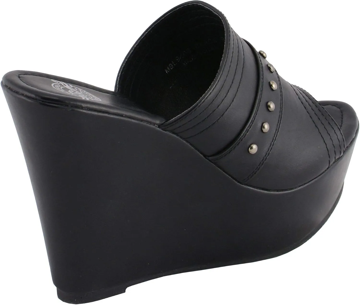 Milwaukee Leather MBL9408 Women's Black Open Toe Fashion Casual Platform Wedges with Rivet Details