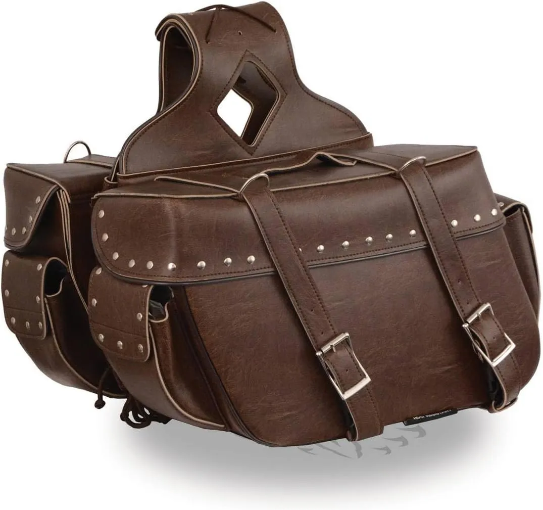 Milwaukee Leather MP8335RT Large Retro Brown PVC Zip-Off Throw Over Saddlebags - One Size