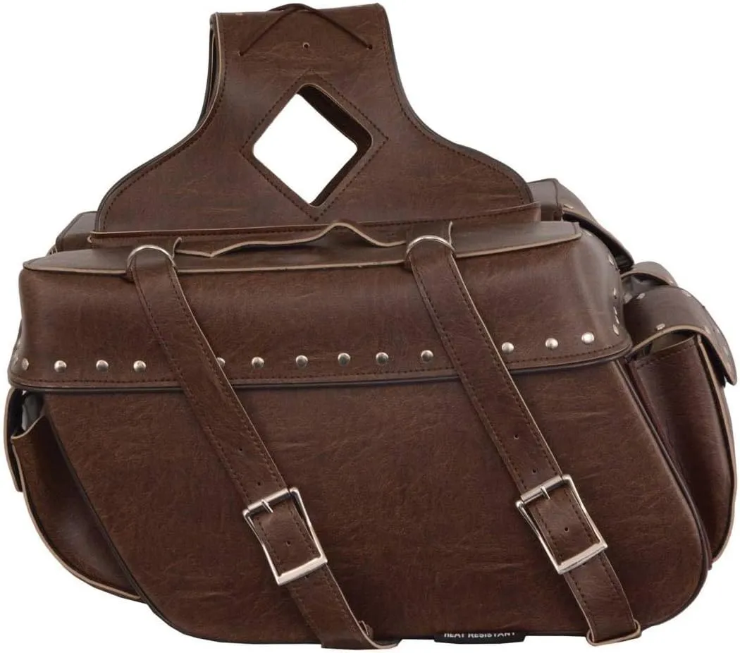 Milwaukee Leather MP8335RT Large Retro Brown PVC Zip-Off Throw Over Saddlebags - One Size