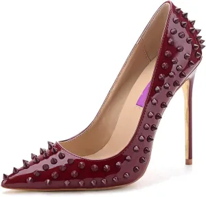 Minishion Women Sexy Heels Pumps Studded Rivet Party Wedding Shoes