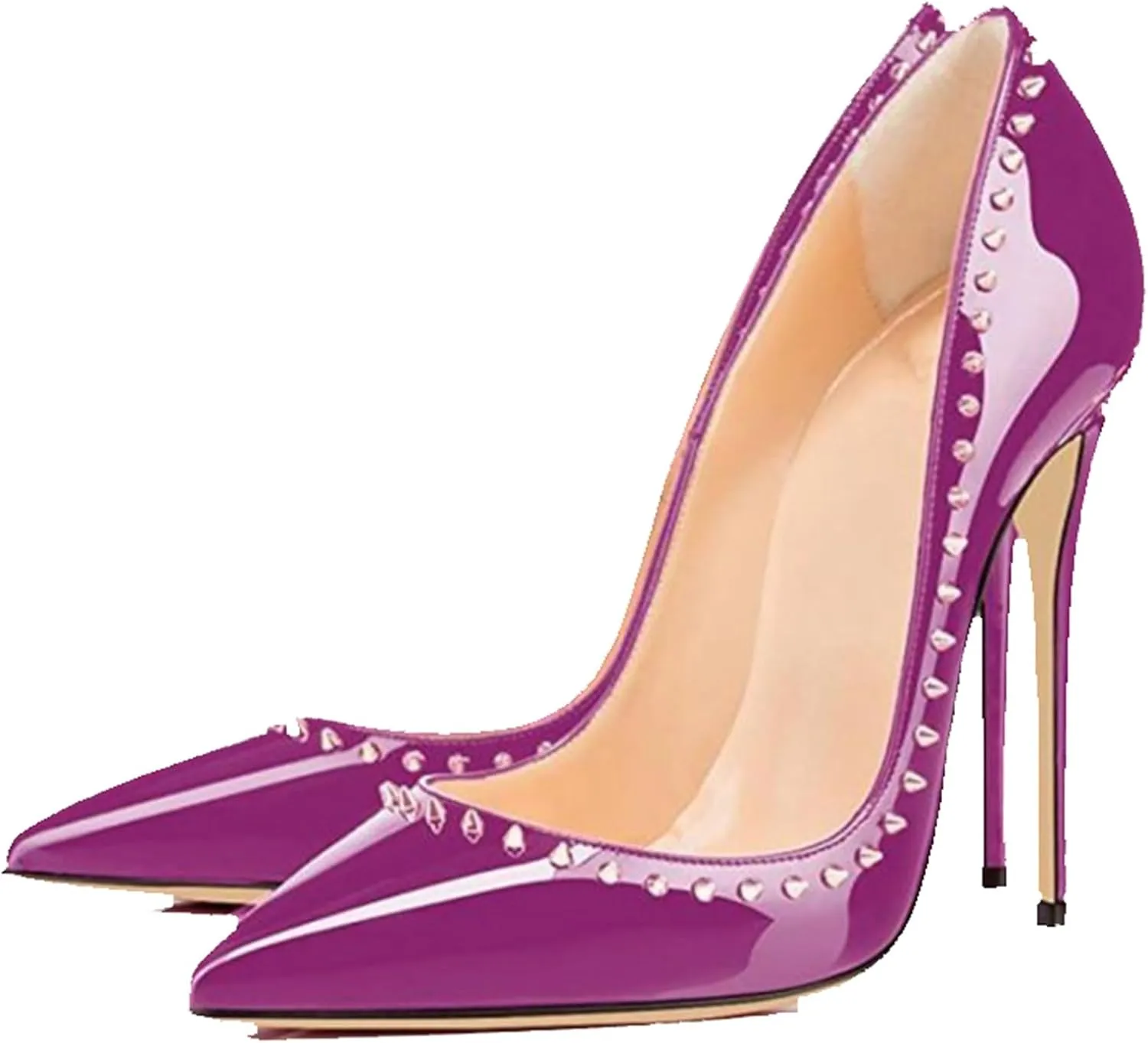 Minishion Women Sexy Heels Pumps Studded Rivet Party Wedding Shoes
