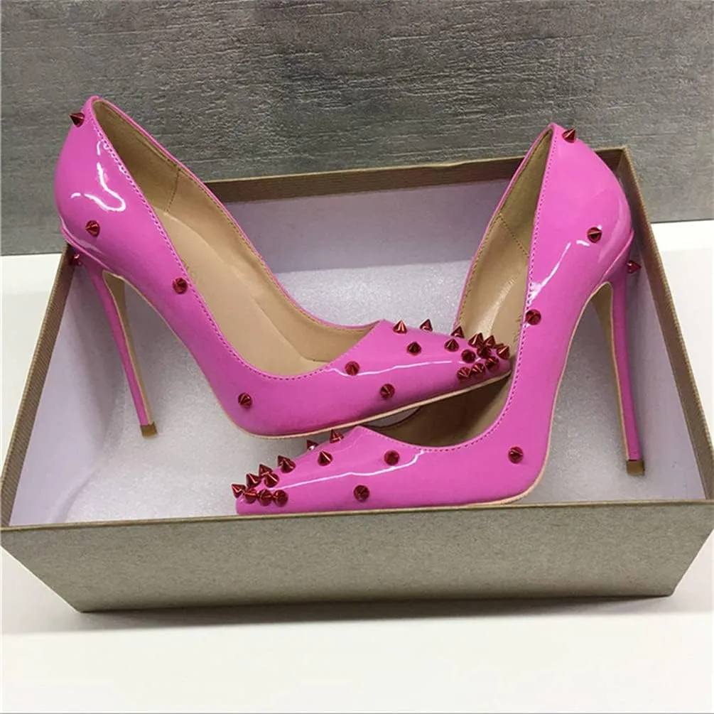 Minishion Women Sexy Heels Pumps Studded Rivet Party Wedding Shoes