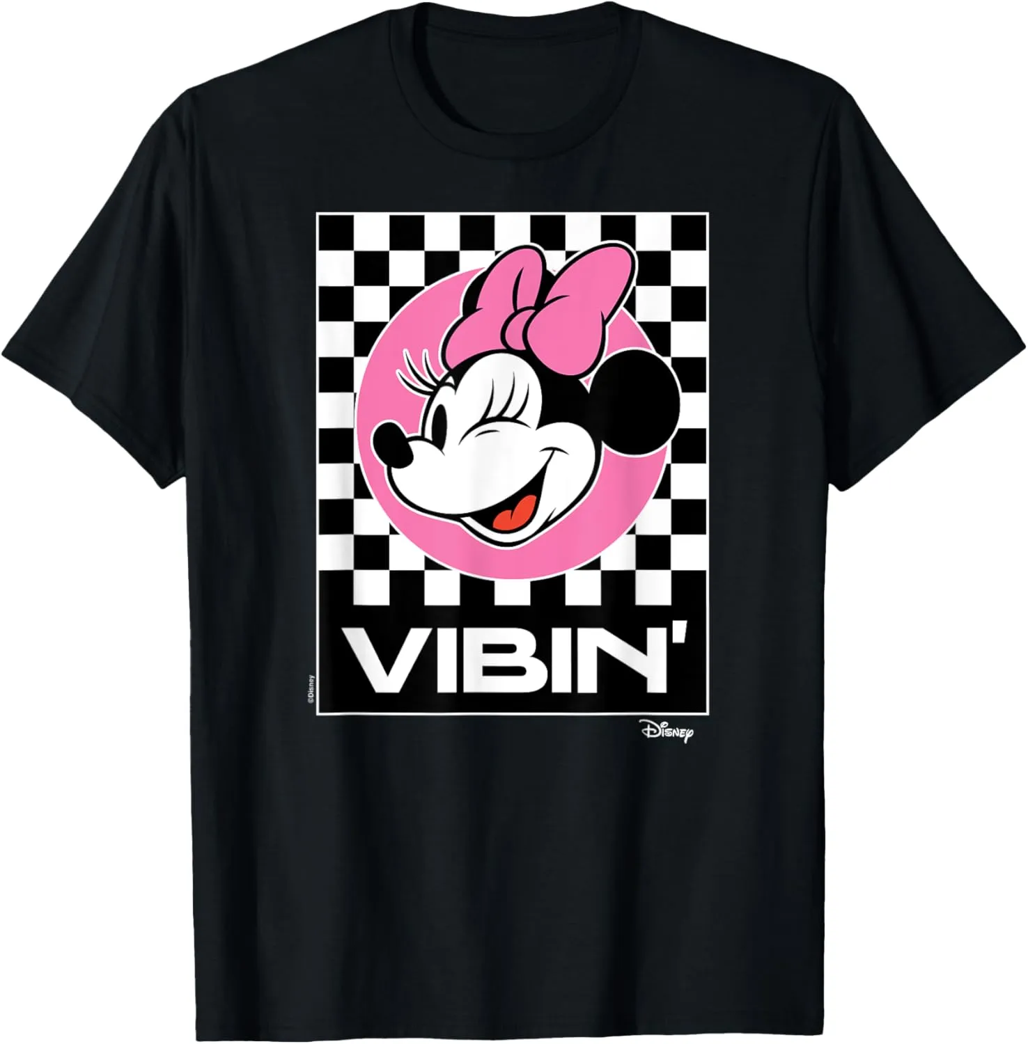Minnie Mouse - Vibin Retro Checkered Background T-Shirt