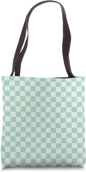 Minty Sage Retro Checkerboard Cool Green Toned Checkered Tote Bag