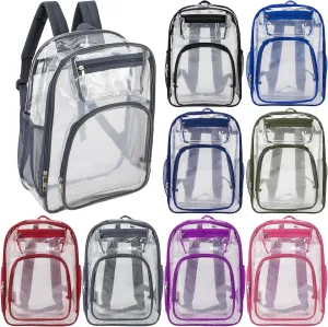 Moda West 24 Pack 17inch Wholesale Bulk Clear Backpack In Assorted Colors