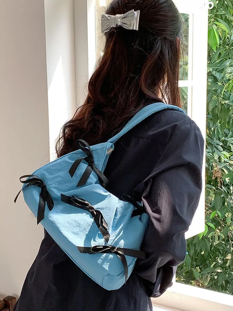 Molodo Bowknot Handbags for Women Fashion Shoulder Bag for Women Casual Nylon Underarm Bag Purse Tote