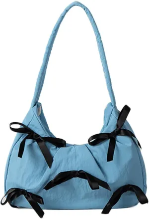 Molodo Bowknot Handbags for Women Fashion Shoulder Bag for Women Casual Nylon Underarm Bag Purse Tote