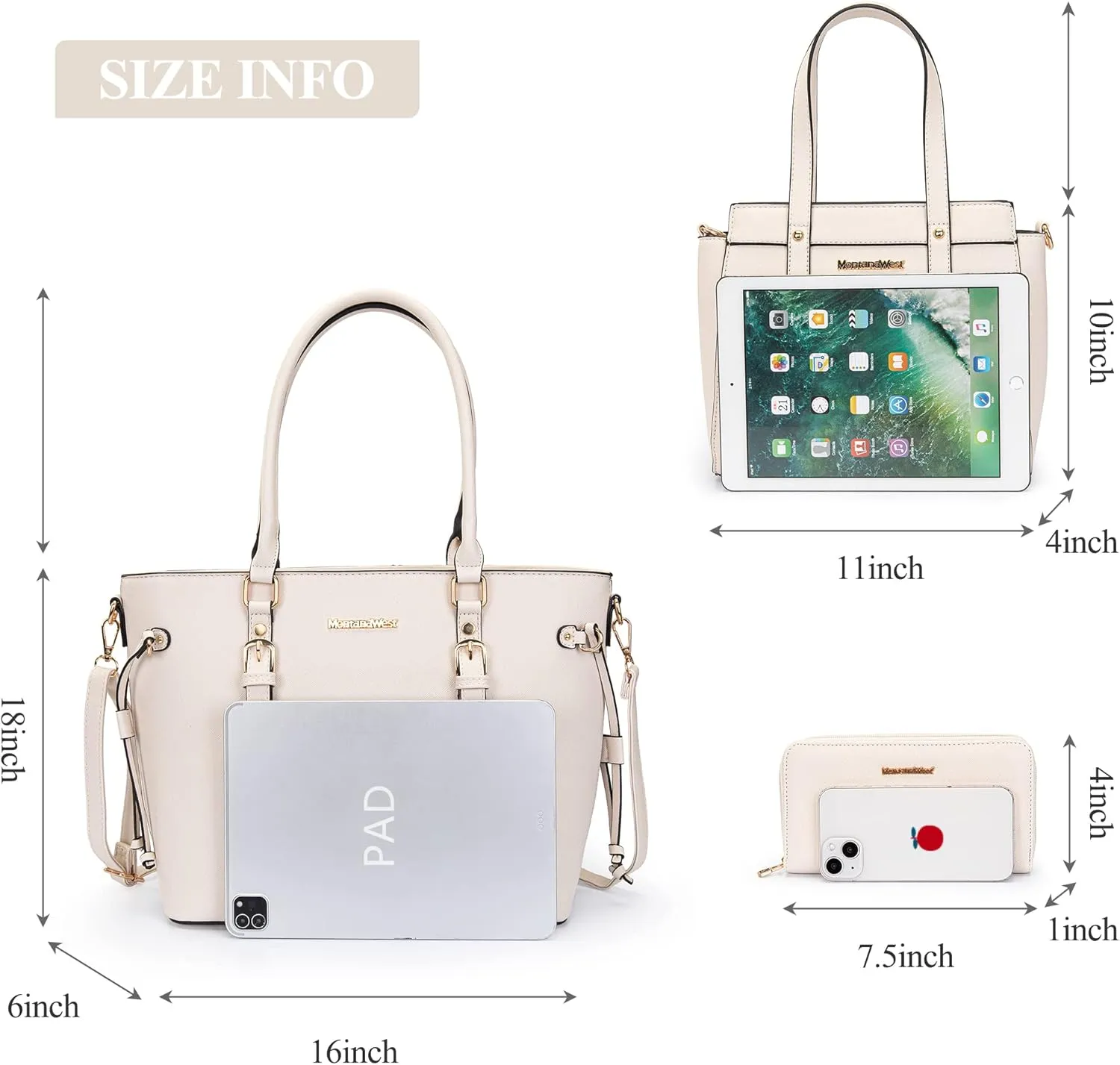 Montana West 3PCS Purses for Women Tote Bag and Wallet Set Shoulder Satchel Handbags