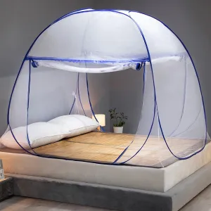 Mosquito Net for Bed, Folded Size 12 inch Portable Camping Travel Mosquito Net, Pop Up Mosquito Tent with Double Entry for King Queen Size Bed (Folded 12 Inch, 59"x79"x59")