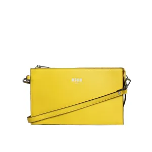 MSGM Yellow Leather Logo Crossbody Sling Shoulder Bag