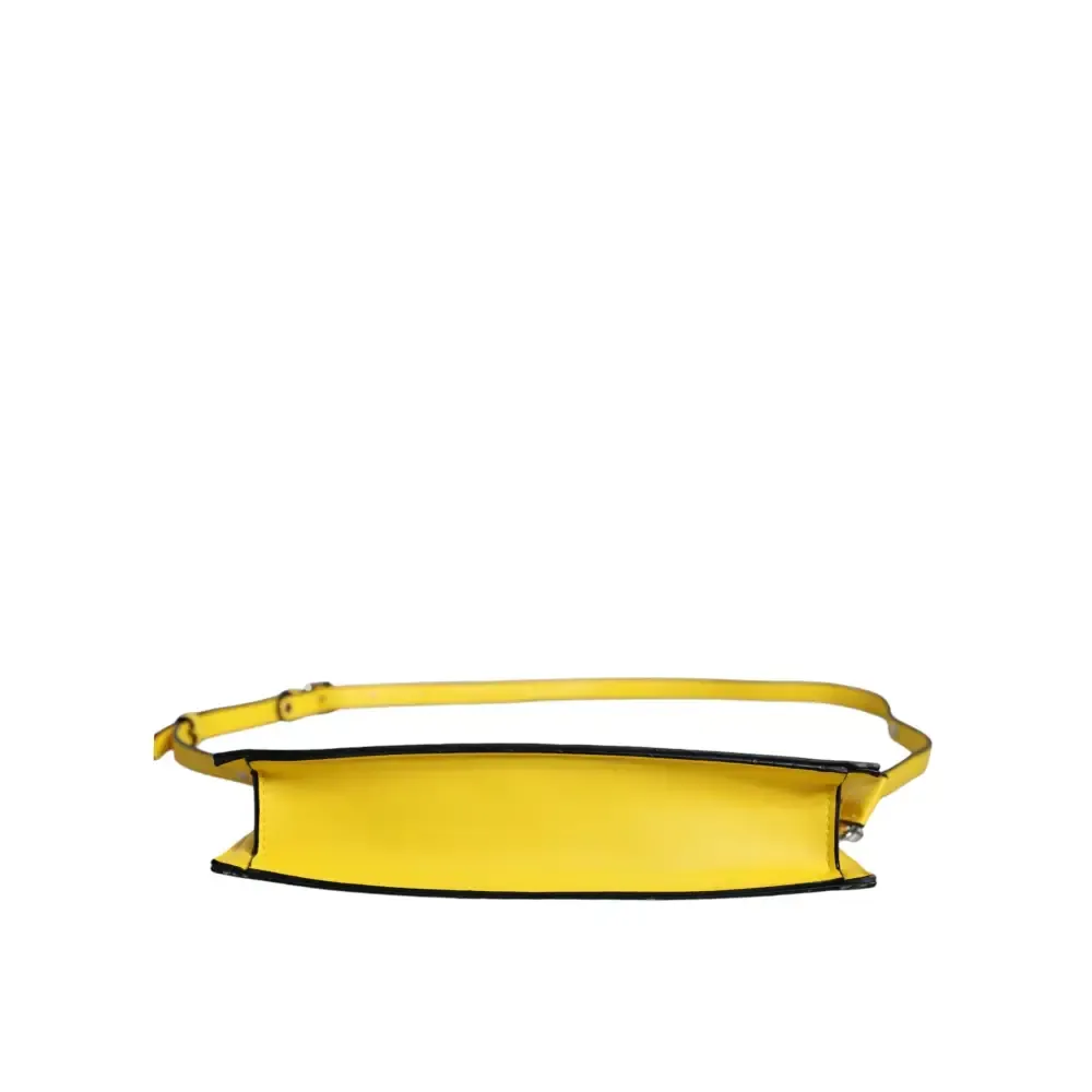 MSGM Yellow Leather Logo Crossbody Sling Shoulder Bag