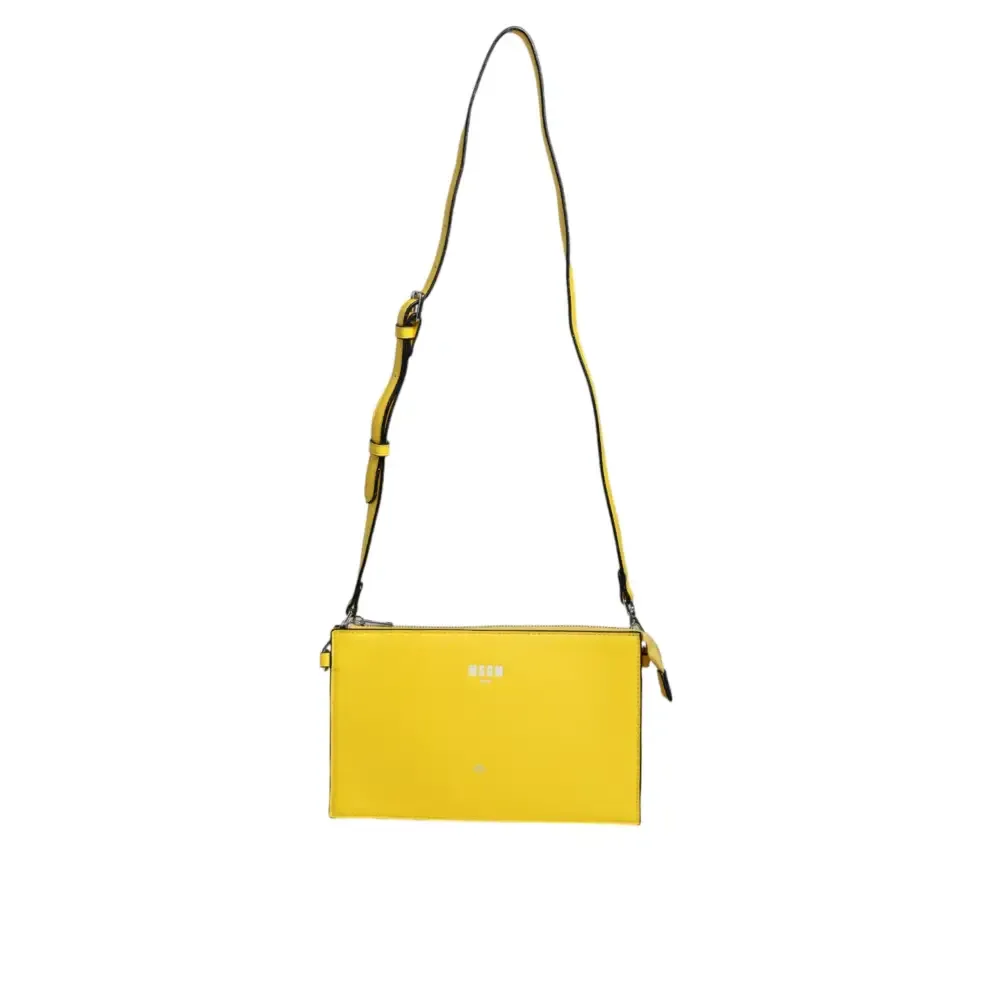 MSGM Yellow Leather Logo Crossbody Sling Shoulder Bag