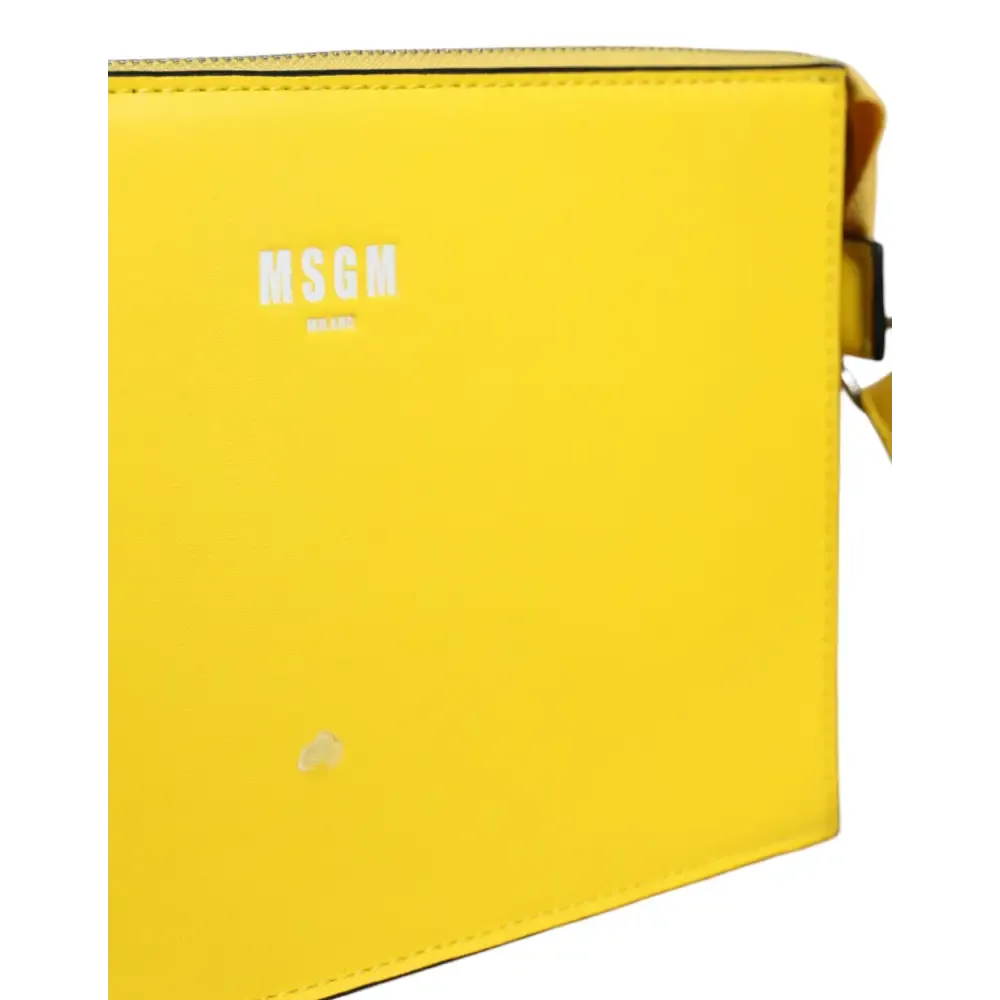 MSGM Yellow Leather Logo Crossbody Sling Shoulder Bag