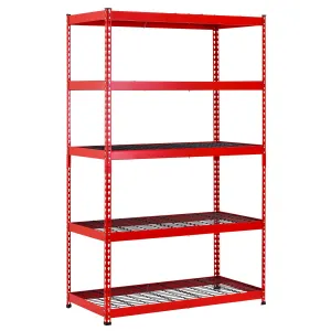 Muscle Rack Red Steel Shelving Unit with Wire Decking 48" W x 24" D x 78" H
