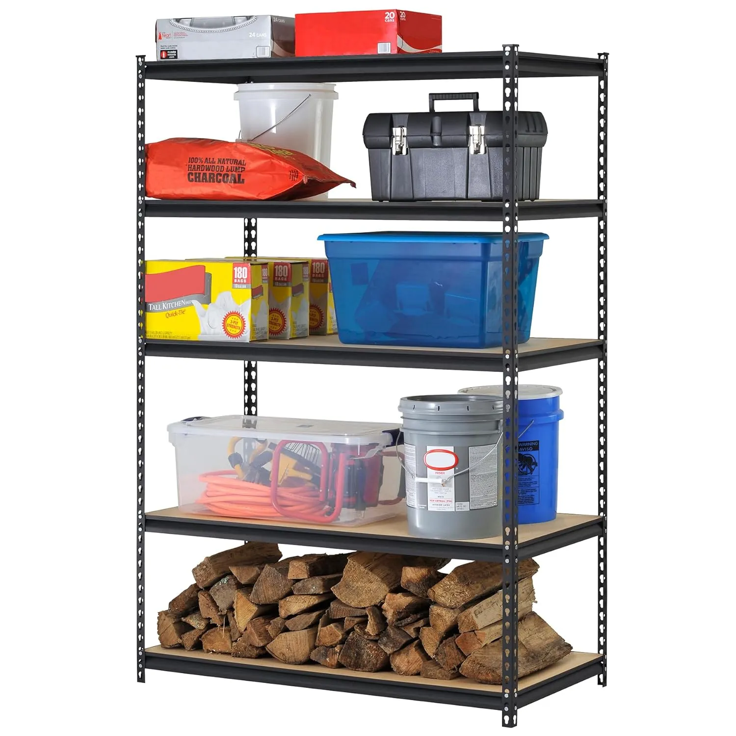 Muscle Rack UR245P-BLK 5-Shelf Unit, 48" Width x 72" Height x 24" Depth