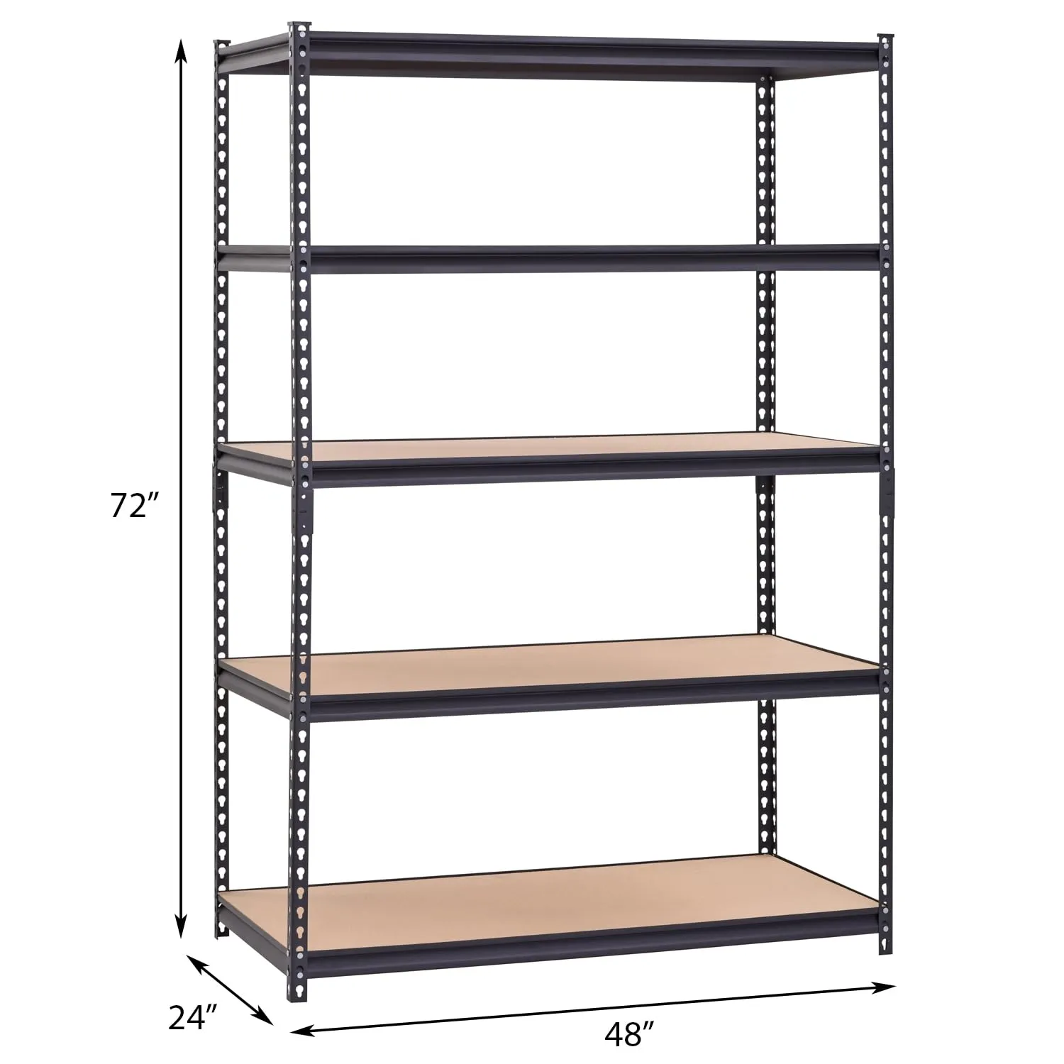 Muscle Rack UR245P-BLK 5-Shelf Unit, 48" Width x 72" Height x 24" Depth