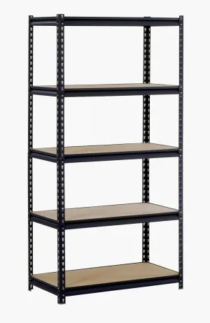 Muscle Rack URWM185BLK Black Steel Storage Rack, 5 Adjustable Shelves, 3000 lb. Capacity, 72" Height x 36" Width x 18" Depth