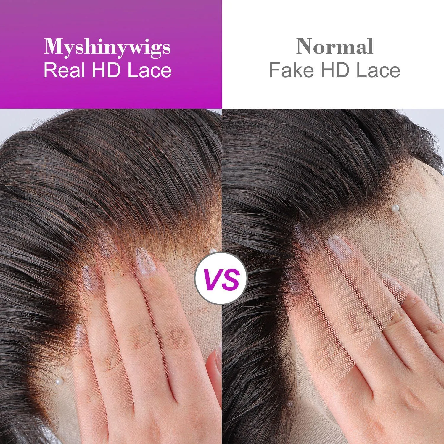 MY SHINY WIGS 13x6 HD Lace Frontal - Ultra Thin Swiss HD Lace, Pre-Bleached Knots, Pre-Plucked Straight Virgin Human Hair, Invisible Thinnest Knots - 12 Inch