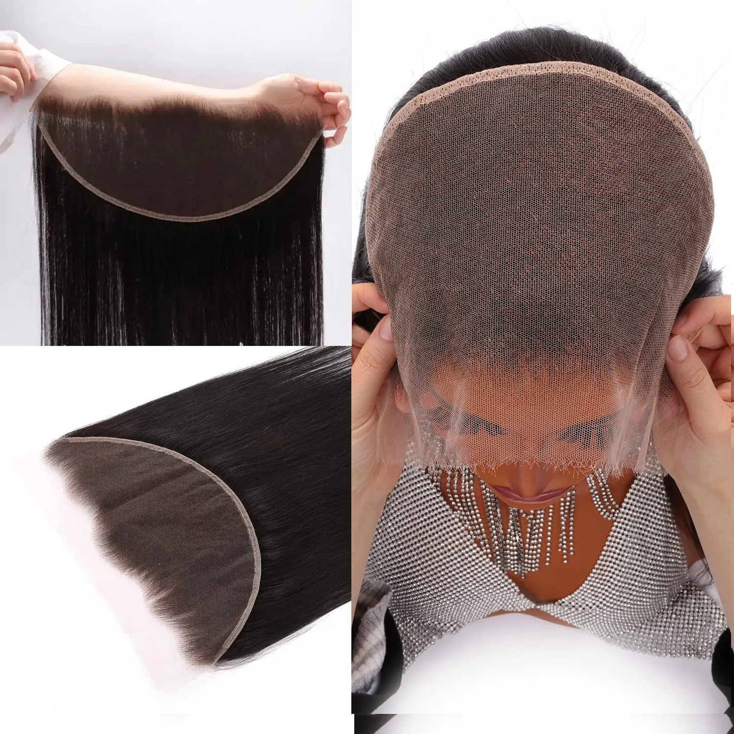 MY SHINY WIGS 13x6 HD Lace Frontal - Ultra Thin Swiss HD Lace, Pre-Bleached Knots, Pre-Plucked Straight Virgin Human Hair, Invisible Thinnest Knots - 12 Inch