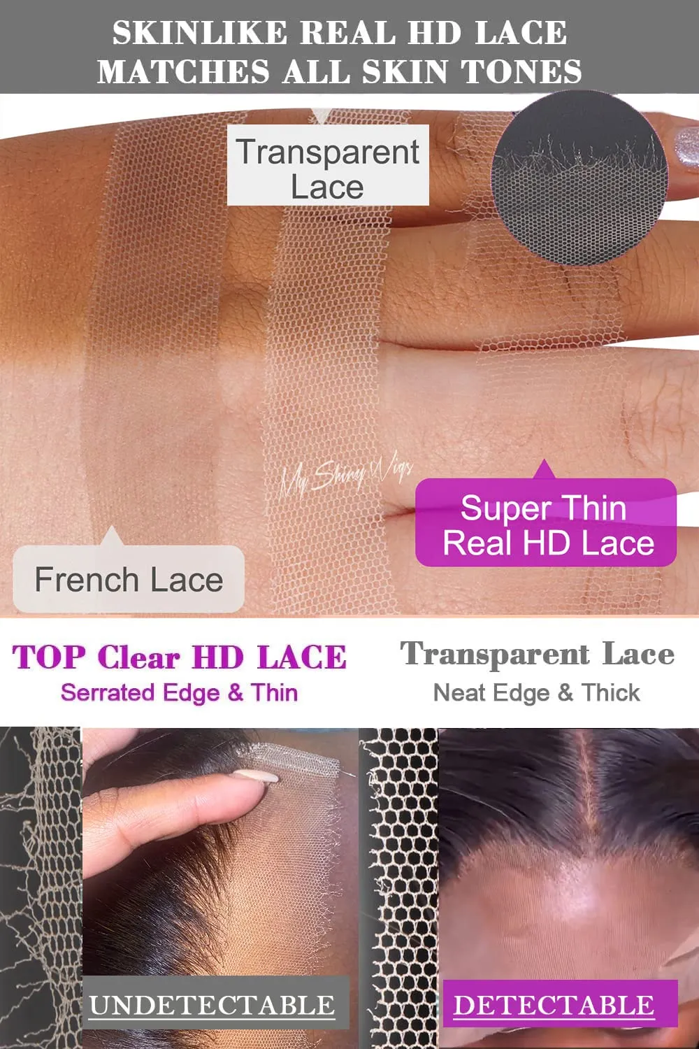 MY SHINY WIGS 5x5 Hd Lace Closure Wigs Human Hair 0.11mm Thin Hd Lace Closure Wig Bleached Knots ReaL Hd Lace Wig Invisible Swiss Lace Body Wave Virgin Human Hair Tiny Knots Melted Lace Wig 20 Inch