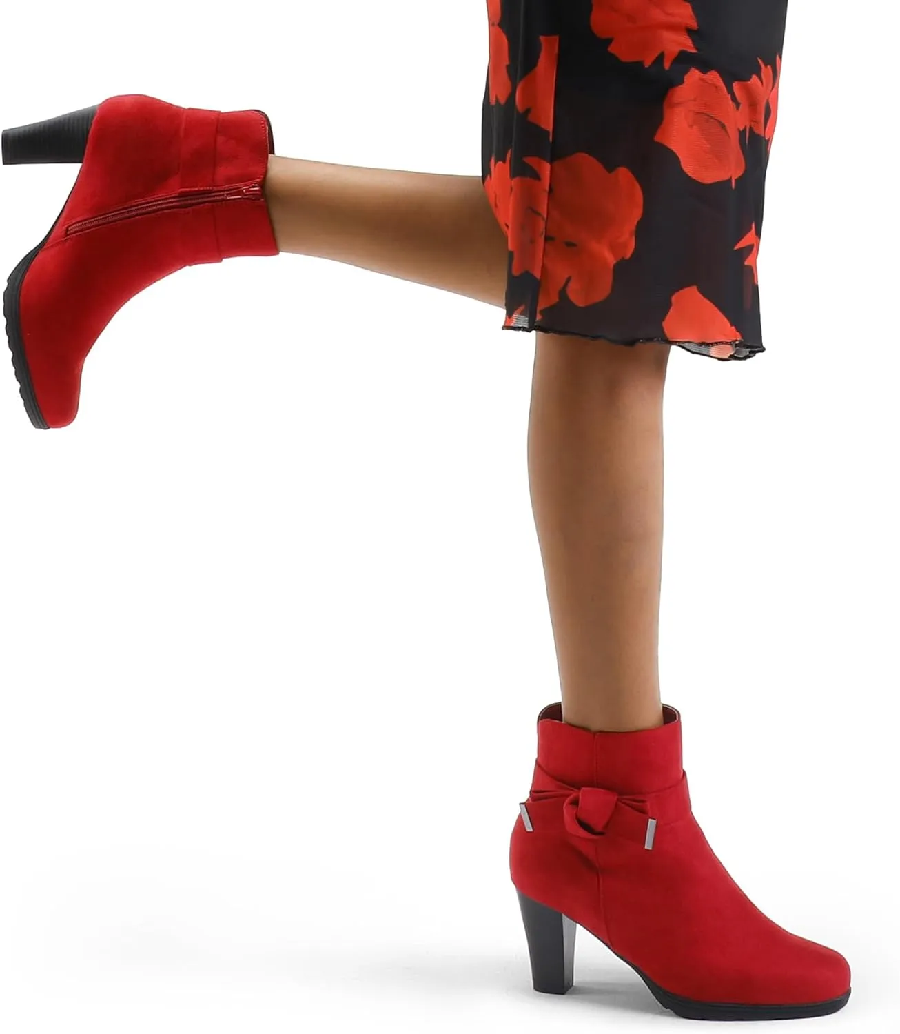 mysoft Women's Booties with Heel, Chunky Stacked Heel Zipper Ankle Boots for Ladies