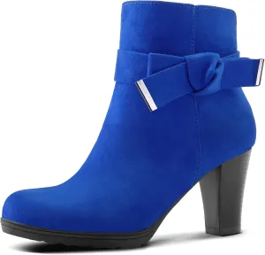 mysoft Women's Booties with Heel, Chunky Stacked Heel Zipper Ankle Boots for Ladies
