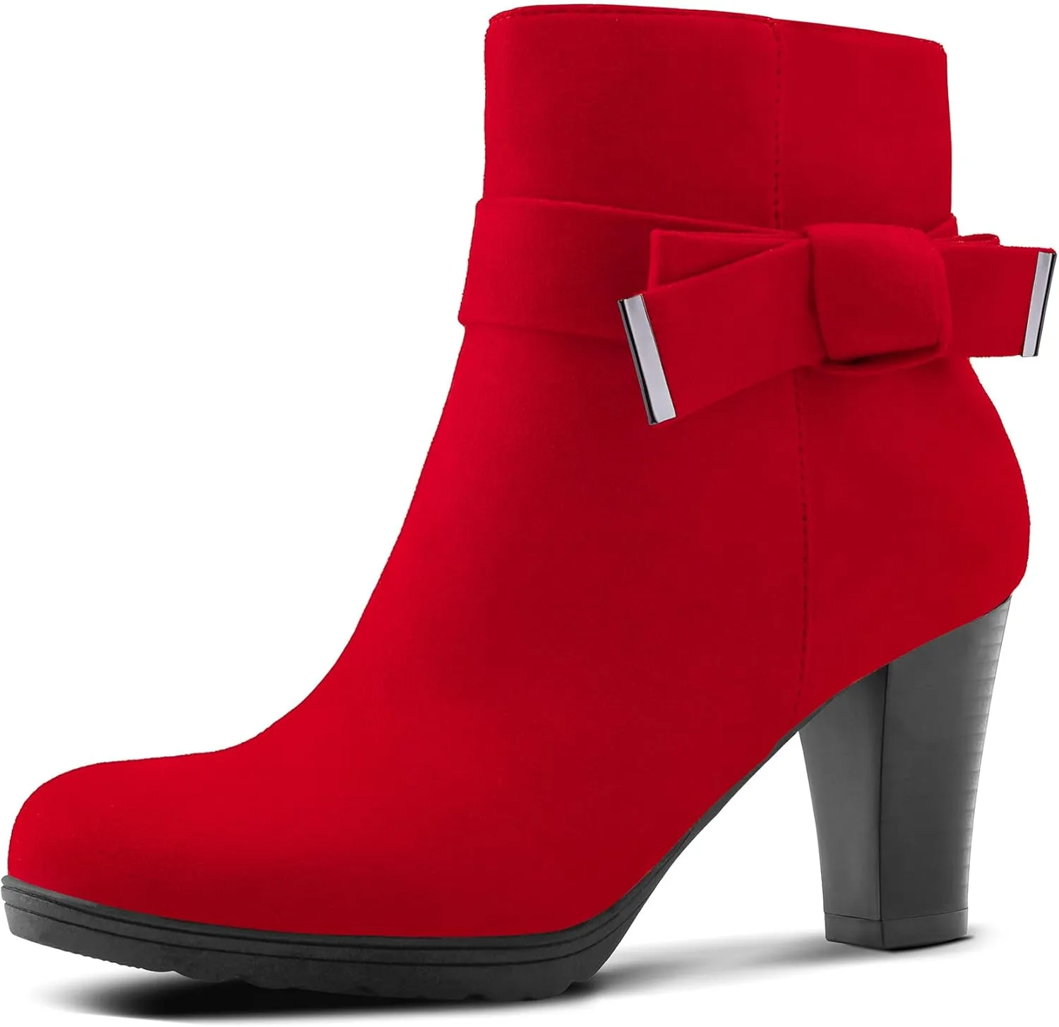 mysoft Women's Booties with Heel, Chunky Stacked Heel Zipper Ankle Boots for Ladies