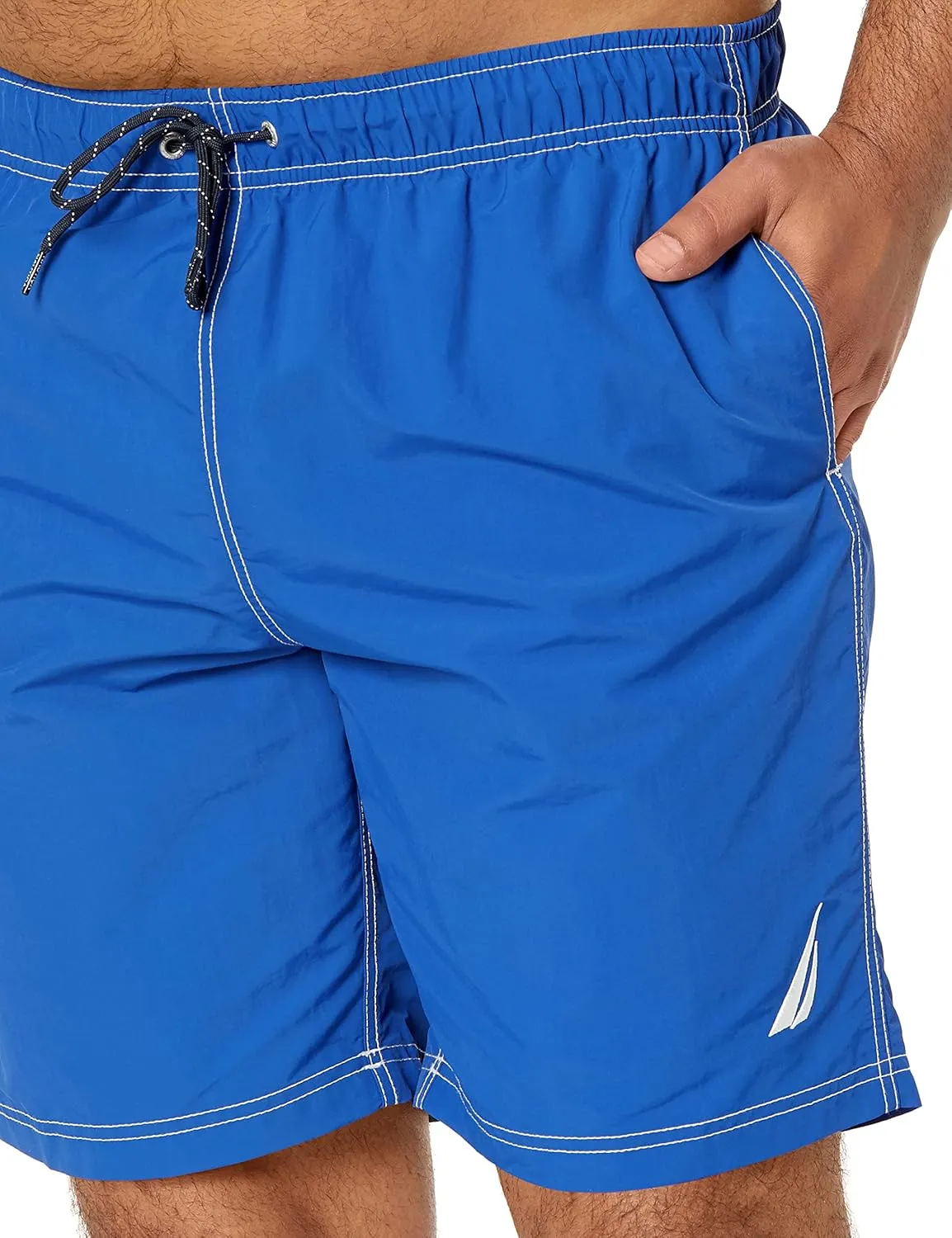 Nautica Men's Solid Quick Dry Classic Logo Swim Trunk