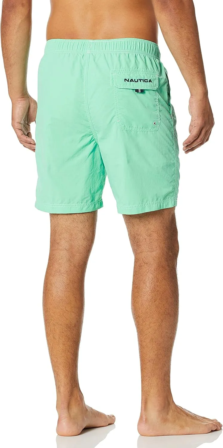 Nautica Men's Solid Quick Dry Classic Logo Swim Trunk