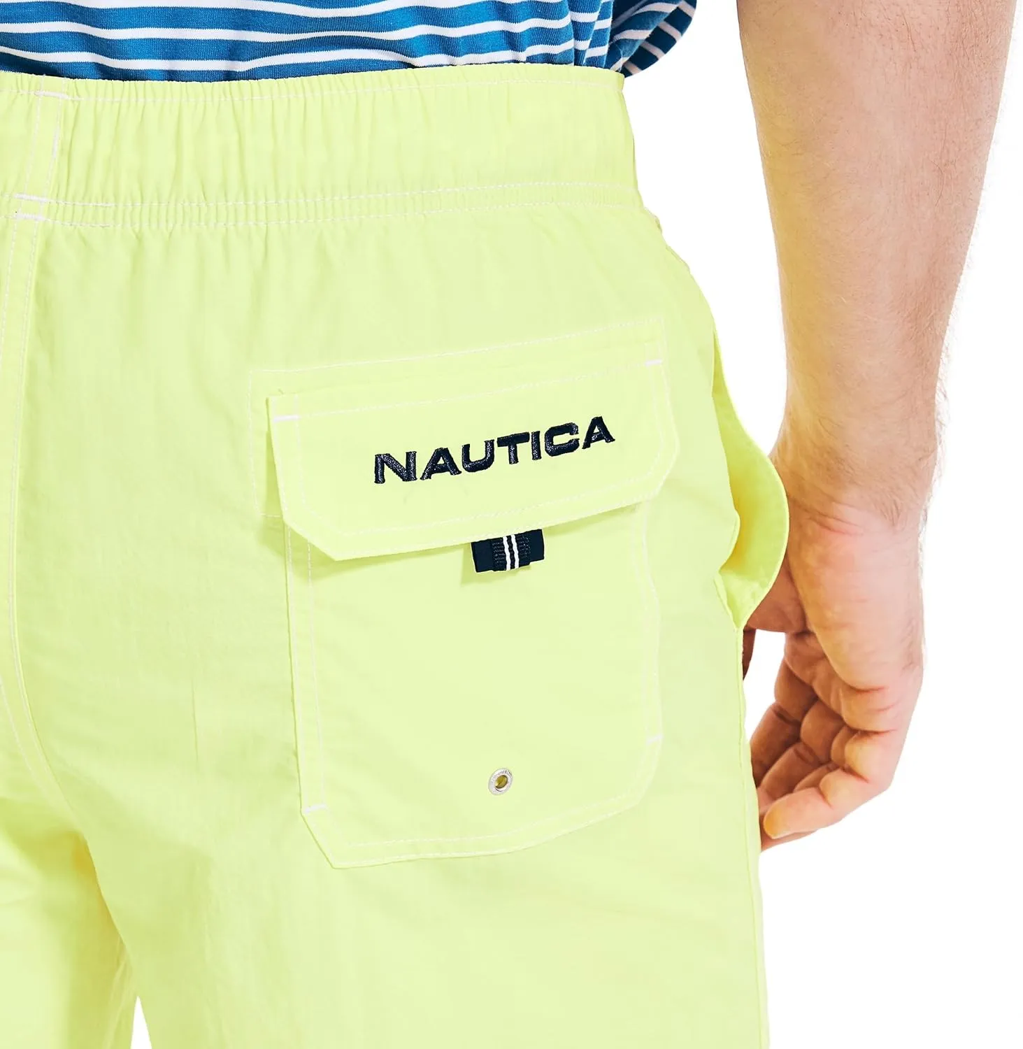 Nautica Men's Solid Quick Dry Classic Logo Swim Trunk