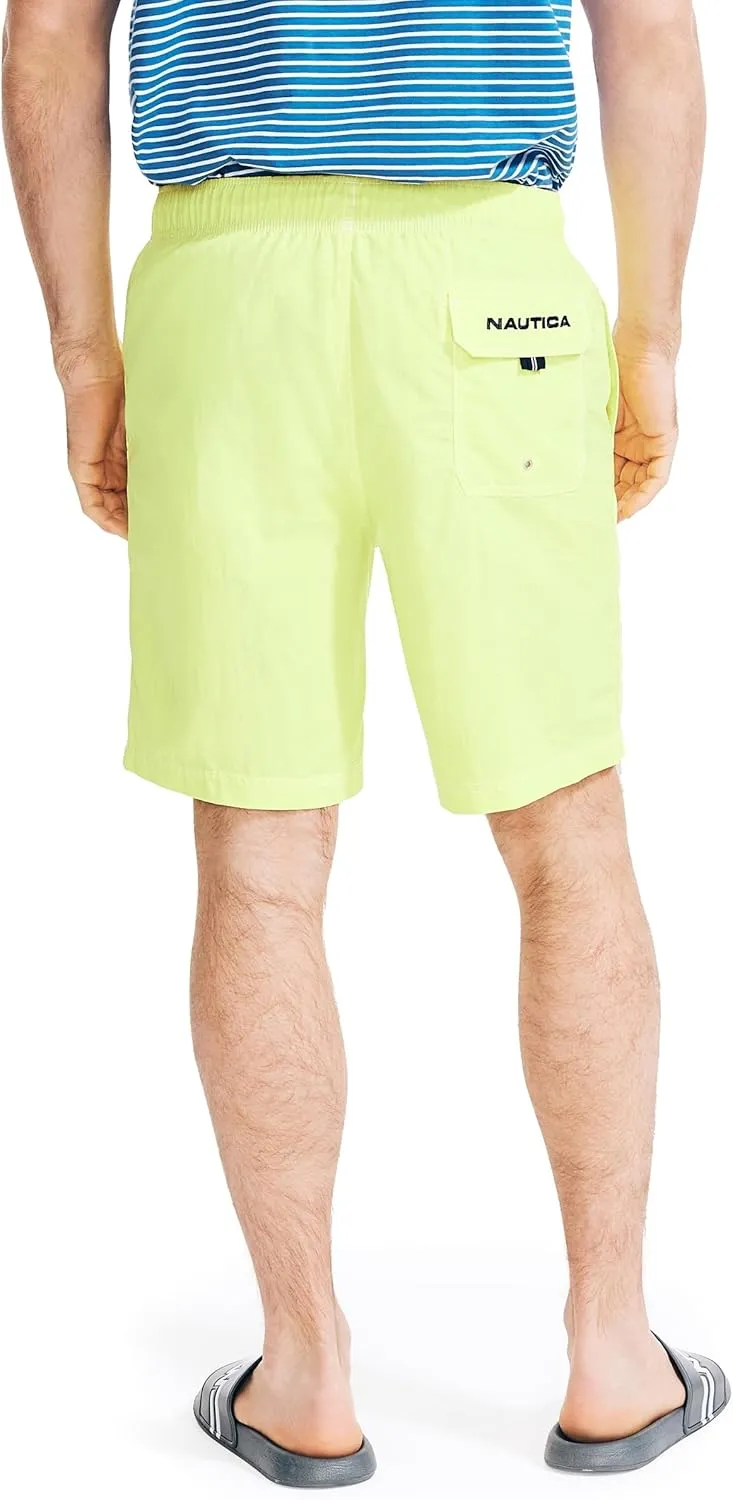 Nautica Men's Solid Quick Dry Classic Logo Swim Trunk