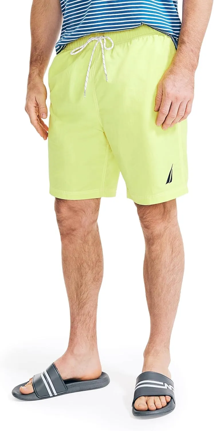 Nautica Men's Solid Quick Dry Classic Logo Swim Trunk