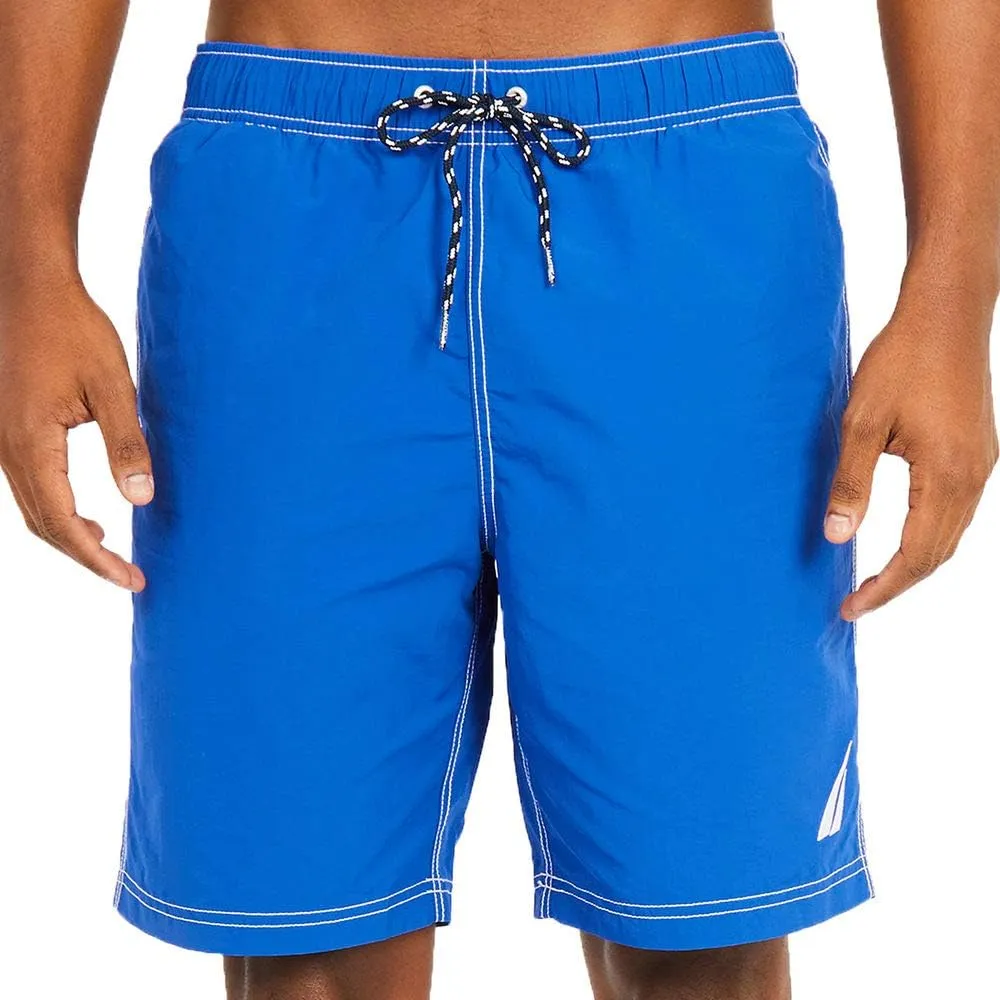 Nautica Men's Solid Quick Dry Classic Logo Swim Trunk