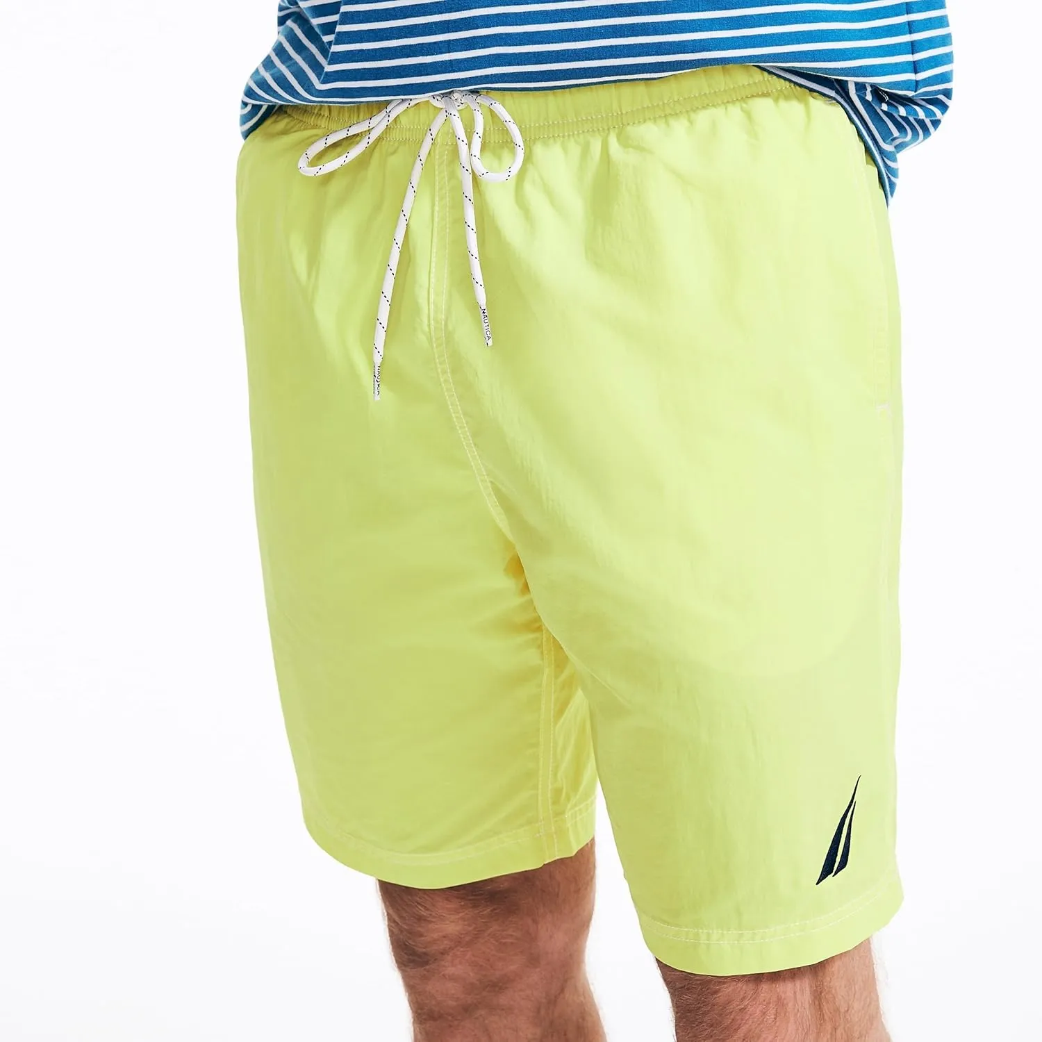 Nautica Men's Solid Quick Dry Classic Logo Swim Trunk