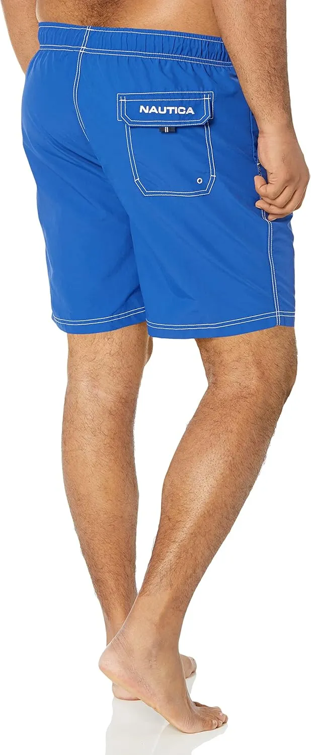Nautica Men's Solid Quick Dry Classic Logo Swim Trunk