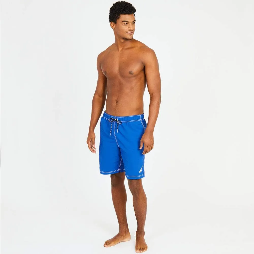 Nautica Men's Solid Quick Dry Classic Logo Swim Trunk
