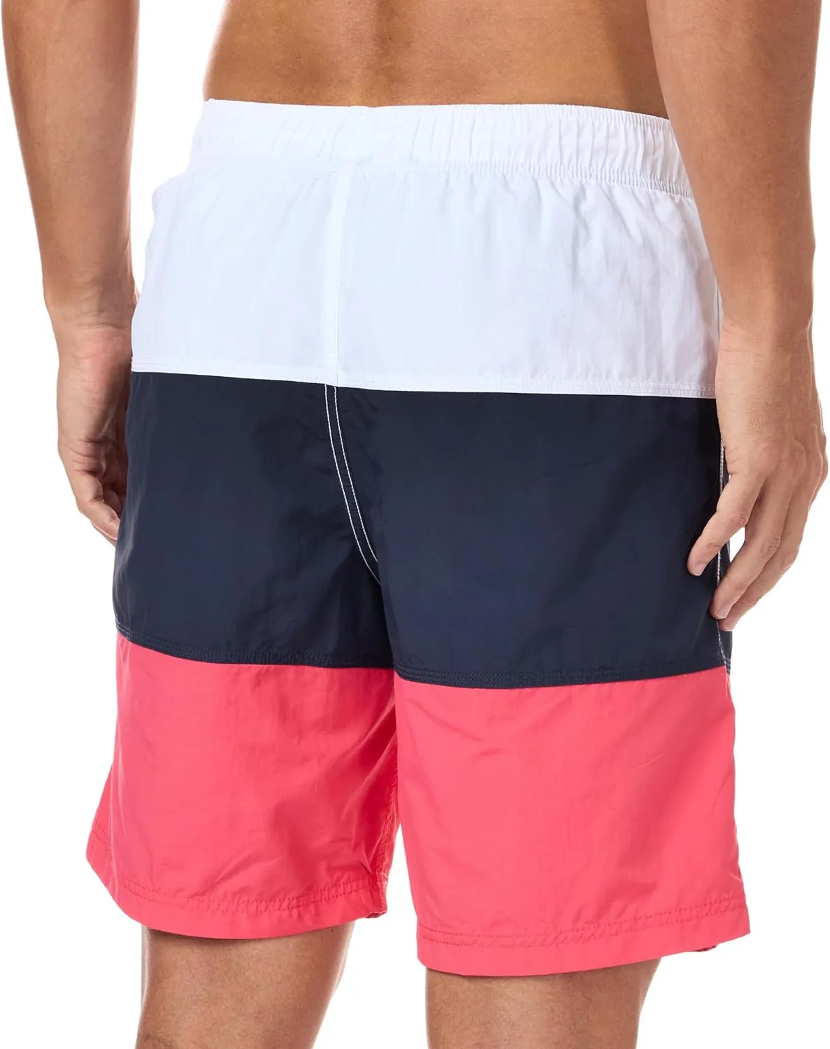 Nautica Men's Standard Quick Dry Classic Logo Tri-Block Series Swim Trunk
