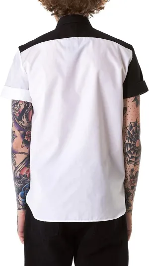 Neil Barrett Paneled Button-Down Shirt (White/Black, 39)