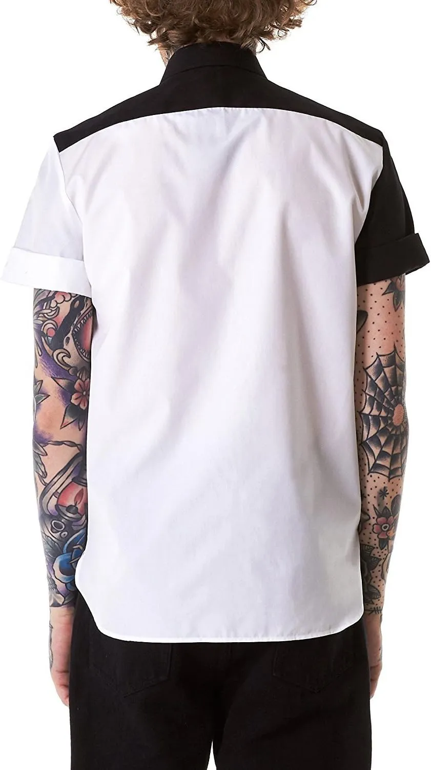 Neil Barrett Paneled Button-Down Shirt (White/Black, 39)