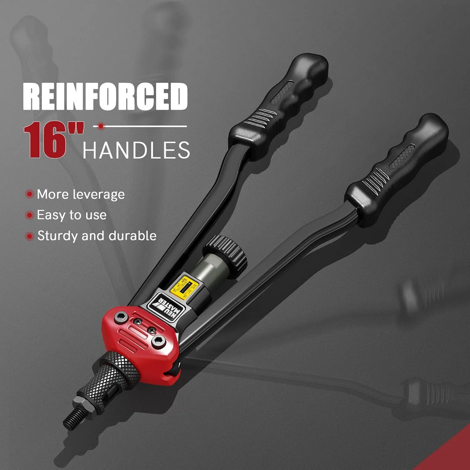 NEU MASTER Rivet Nut Tool, 16” Versatile Rivnut Tool Kit with 13 Metric & SAE Mandrels, 192Pcs Rivnuts, Hand Nutsert Rivet Tool Threaded Insert Riveter Set with Rugged Carry Case