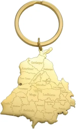 New 2026 Unisex Punjab State India Map Pendant Keychain Stainless Steel Geography Country Car Bag Keyrings Trendy Geometric Decoration Jewelry Luxury with You Accessories Best for Gift Women and Men