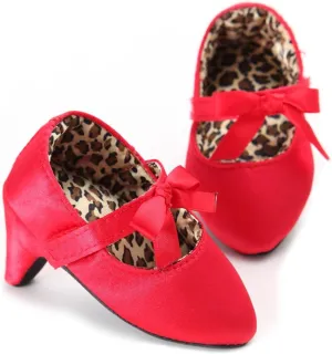 Newborn Baby Girls Shoes Bowknot Soft Sole Crib Shoes (6-12 M, Red)