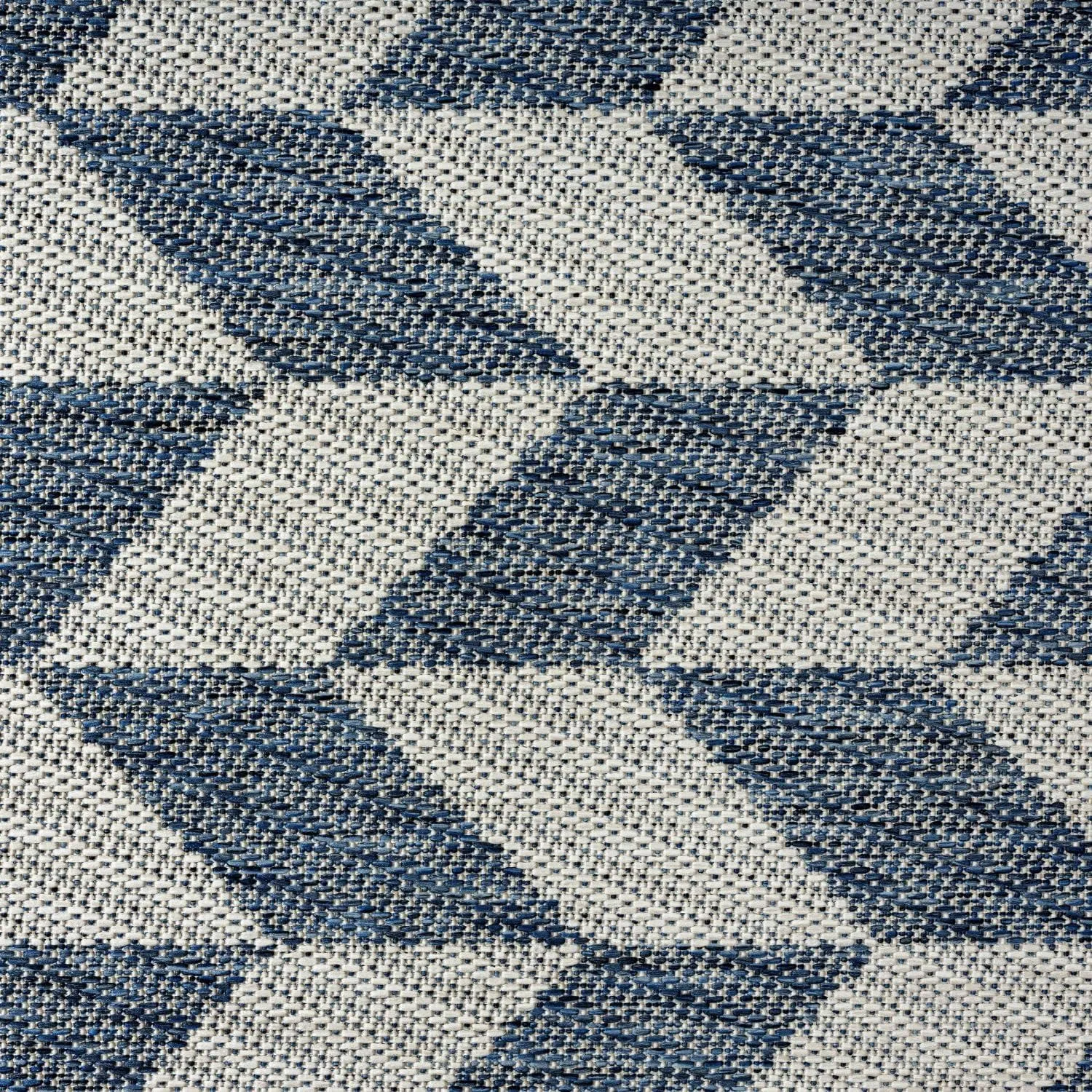 Nicole Miller New York Patio Country Calla Contemporary Herringbone Indoor/Outdoor Area Rug, Blue/Cream, 5'2"x7'2"