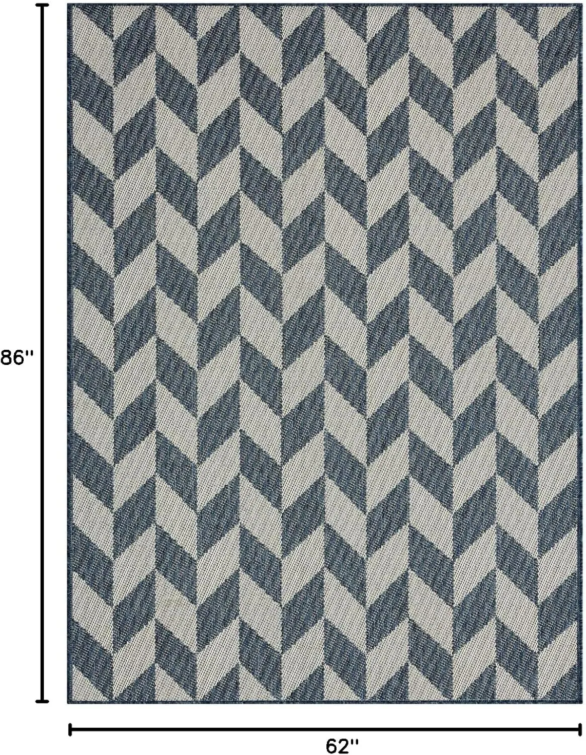 Nicole Miller New York Patio Country Calla Contemporary Herringbone Indoor/Outdoor Area Rug, Blue/Cream, 5'2"x7'2"