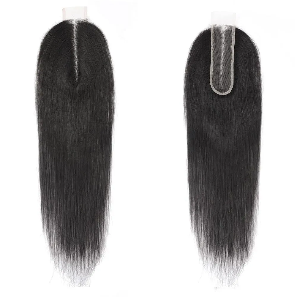NIKISS 18 Inch 2x6 Skinlike Real HD Lace Closure, Straight 12A Virgin Human Hair Pre-Plucked 0.095mm Ultra-thin Invisible HD Lace Closure