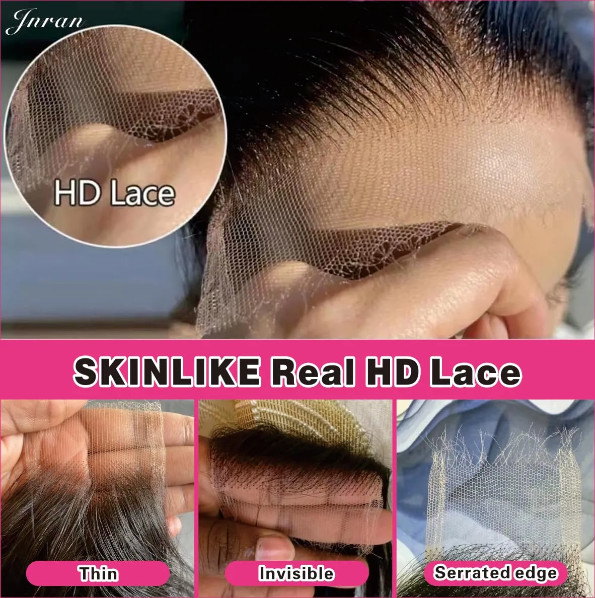 NIKISS 18 Inch 2x6 Skinlike Real HD Lace Closure, Straight 12A Virgin Human Hair Pre-Plucked 0.095mm Ultra-thin Invisible HD Lace Closure