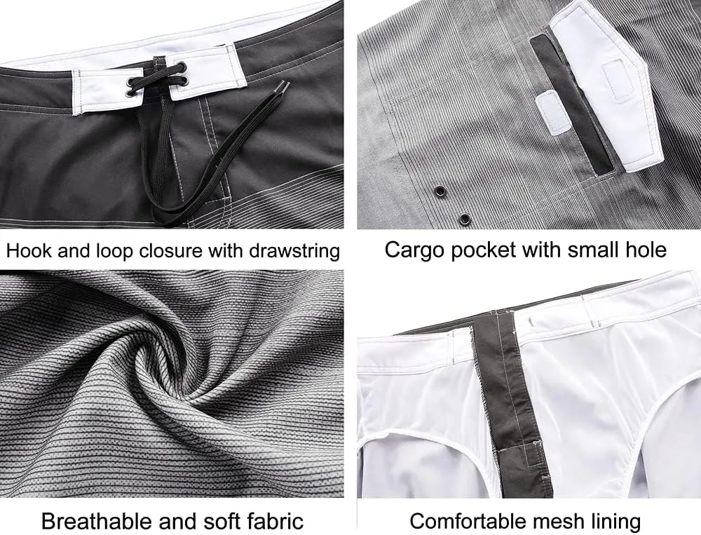 Nonwe Men's Swim Trunks Quick Dry with Pocket Adjustable Waist Board Shorts