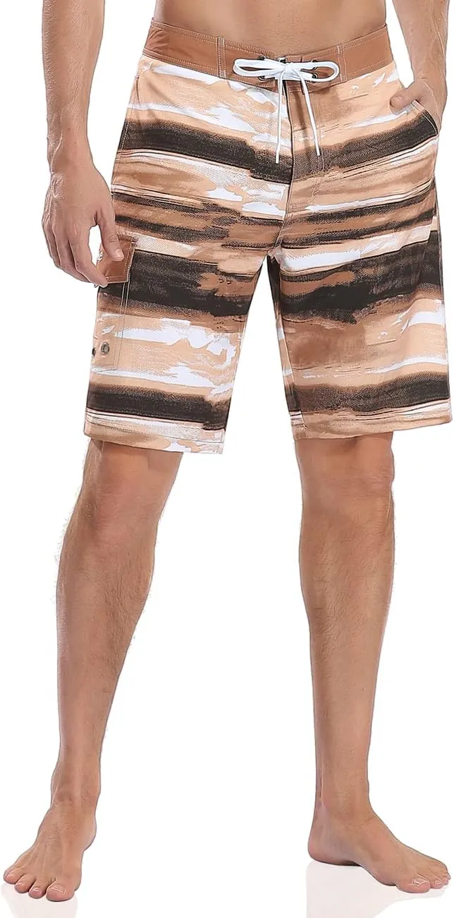 Nonwe Men's Swim Trunks Quick Dry with Pocket Adjustable Waist Board Shorts