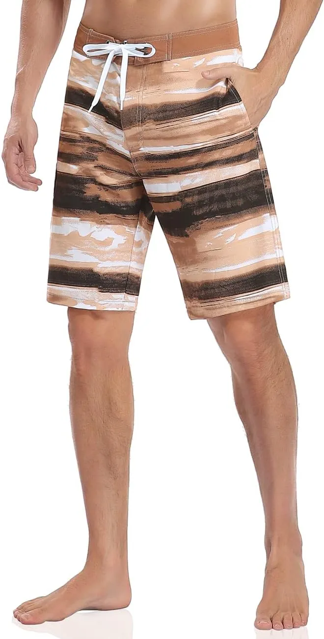 Nonwe Men's Swim Trunks Quick Dry with Pocket Adjustable Waist Board Shorts