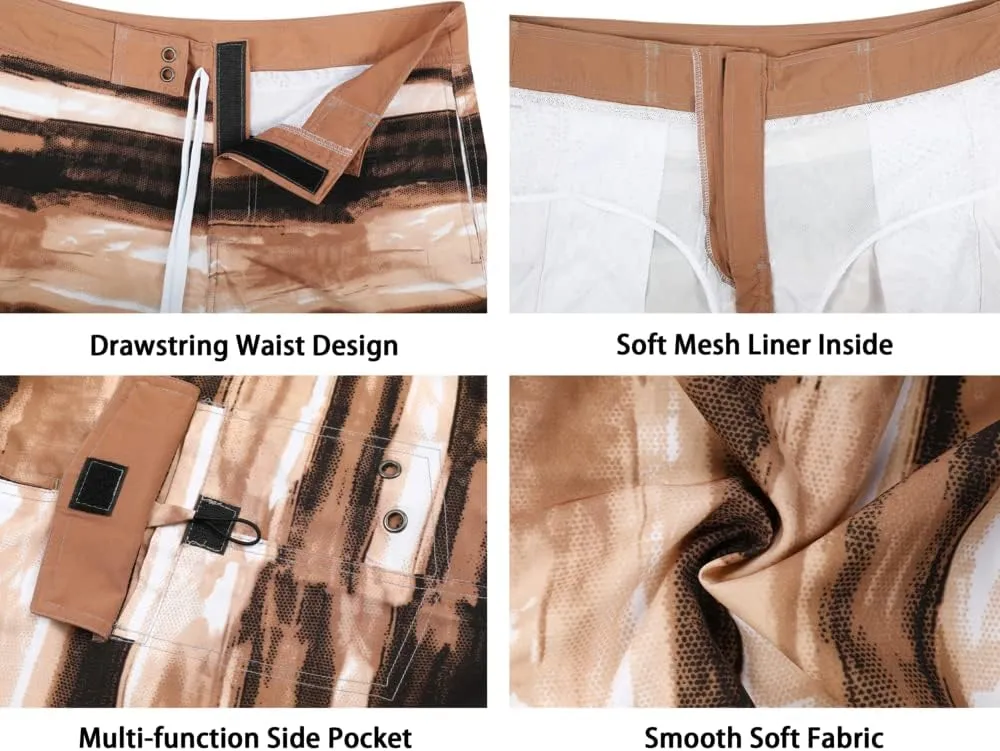 Nonwe Men's Swim Trunks Quick Dry with Pocket Adjustable Waist Board Shorts